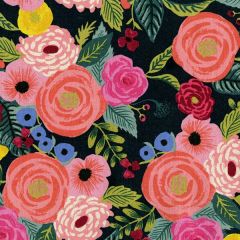 English Garden Rose Canvas Leinen - Hunter Green