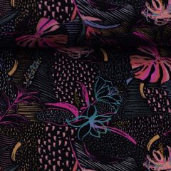 Modal French Terry Night Jungle - Schwarz