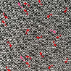 Happy Wave Fish - Schwarz/Rot/Neon Pink