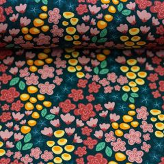 Jersey Mini Fleurs - Dunkelblau