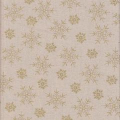 Deko Leinenmix Eiskristalle - Natur/Goldprint