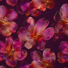 Leinenmix Blumen - Dunkelrot