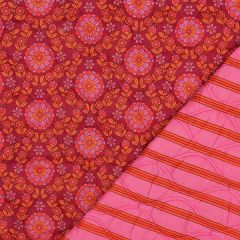 Steppstoff Blumen - Pink/Bordeaux