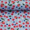 Popeline Fruits Erdbeeren - Hellblau