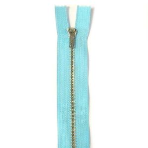 Metall Reißverschluss 16cm - Helltürkis/Weißgold