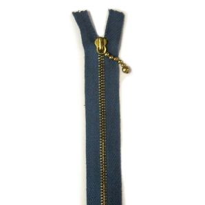 Metall Reißverschluss 16cm - Jeansblau/Gold