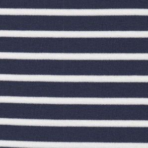 Bio Baumwoll Interlock Jersey Ahoi - Marineblau/Weiß