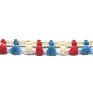Franse 13mm - Creme/Rot/Blau