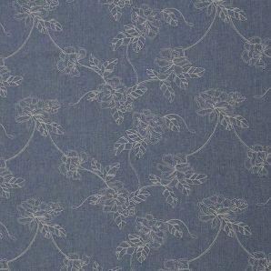 Chambray Blumenstickerei - Helllblau