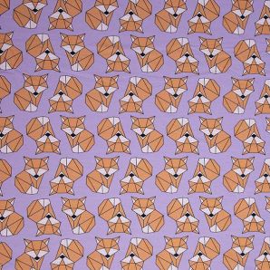 Reststück Jersey Cozy Foxes by Lycklig - Flieder/Orange