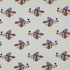 French Terry Dogs in Love - Cremeweiß