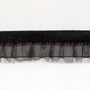 Rüschengummi Samt 16mm - Schwarz