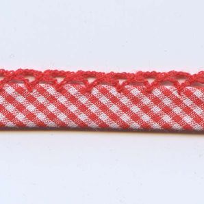 Schrägband 10mm Spitze Vichy - Rot
