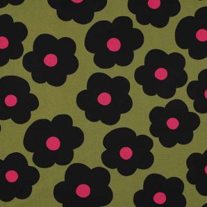 Reststück Fine Poplin Big Flower - Moss Green