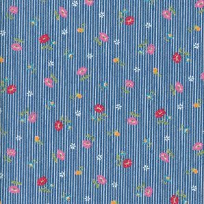 Reststück Flower Denim Stripe - Blau/Weiß