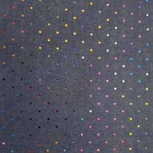 Reststück Jeans Light Rainbow Dots - Dunkelblau