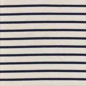 French Terry Maritime Stripes - Creme/Navy