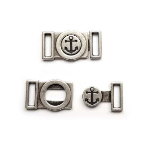 Metallverschluss 2-teilig Anker 1 cm - Silber