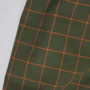Organic Grid Cotton - Green Khaki / Pumpkin