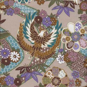 Phoenix Bird - Taupe Golddruck