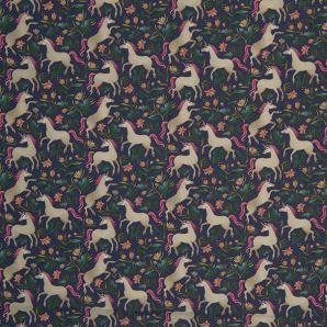 Popeline Magic Einhorn - Dunkelblau