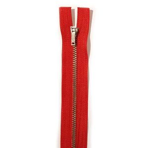 Opti Metallreißverschluss 14cm - Rot/Silber