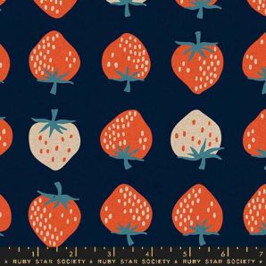 Ruby Star Society Strawberry Canvas Leinen - Navy