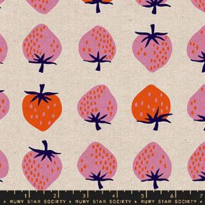 Ruby Star Society Strawberry Canvas Leinen - Natural