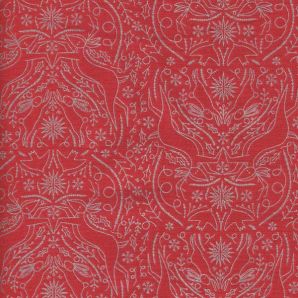 Merrymaking Scandi Damask - Candy cane metallic