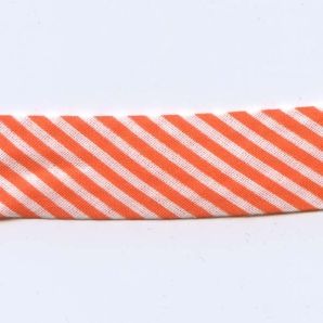 Schrägband 20mm Streifen - Weiss/Orange