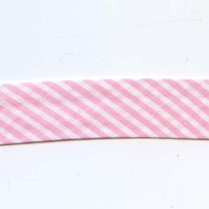 Schrägband 20mm Streifen - Weiss/Rosa