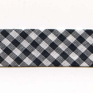 Schrägband 20mm Vichy groß - Schwarz