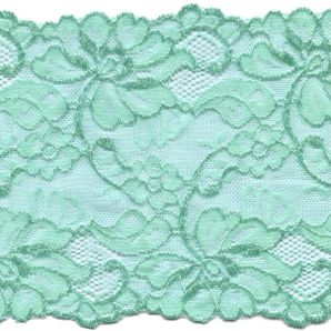 Spitze elastisch Wildblumen 15cm - Mint