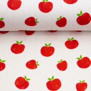 Jersey Ajour Äpfelchen - Cremeweiß