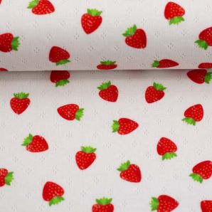 Jersey Ajour Erdbeeren - Cremeweiß