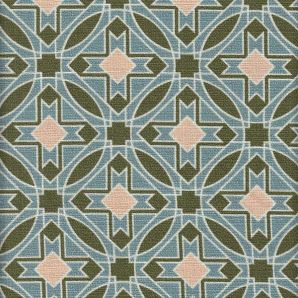 Bio Barkcloth Frank Lloyd Wright Prisms Circle by Cloud9 - Olive/Blue