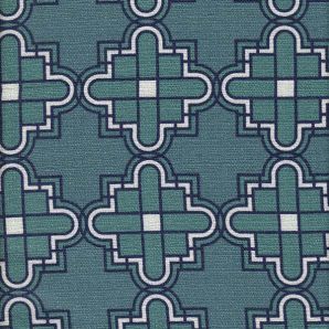 Bio Barkcloth Frank Lloyd Wright Tiles by Cloud9 - Teal