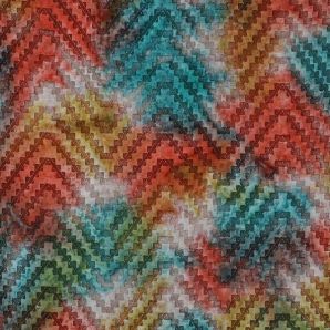 Reststück Cotton Batik Chevron - Rot/türkis
