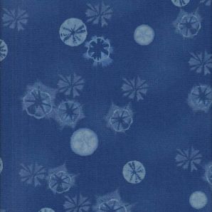 Reststück Batik Shibori Stars - Mittelblau