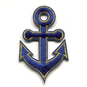 Aufbügler großer Anker - blau/gold