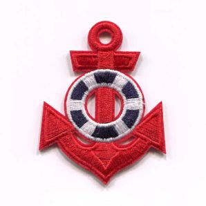 Aufbügler großer Anker & Rettungsring - rot