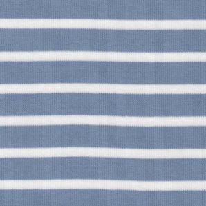 Bio Baumwoll Interlock Jersey Ahoi - Jeansblau/Weiß