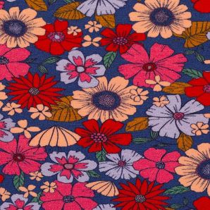 Reststück Jersey Blumenpracht - Blau