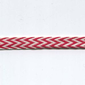 Webband Zick-Zack 10mm - Weiss/Rot