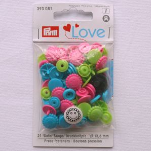 Color Snap Druckknöpfe Blume - Türkis Grün Pink