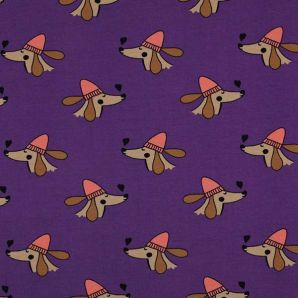 French Terry Dogs in Love - Purple