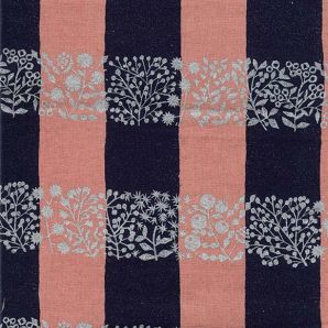 Reststück Echino Lattice - Rosa/Dunkelblau Metallicprint Silber