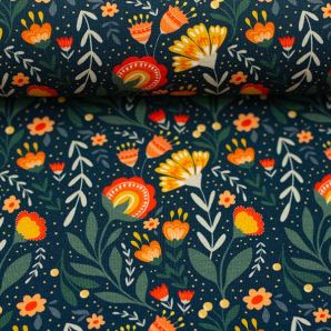 French Terry Fields of Joy - Dunkelblau