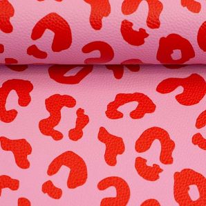 Kunstleder Happy Leo - Rosa/Rot