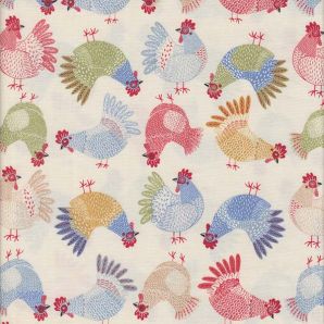 Reststück The Henhouse Colorful Hens - Offwhite